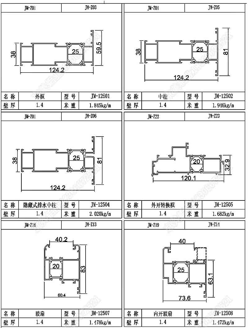 125断桥平开窗型材